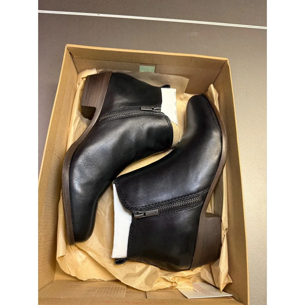 Lucky‎ Brand Basel Black Leather Ankle Boots LK-BASEL 9.5M Womens Booties